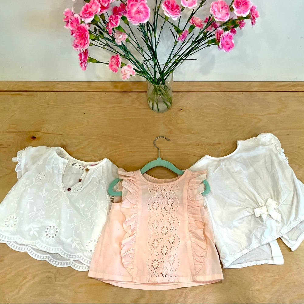 Bundle of baby girl blouses – Zara baby and Gap baby – lace and ruffles